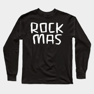 Typography Rock Music Xmas, Text, Rockmas, Cool Christmas Long Sleeve T-Shirt